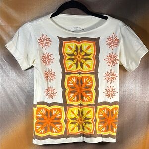 Vintage Style Graphic Tee with Floral Patterns Jane Colby‎ Original E1